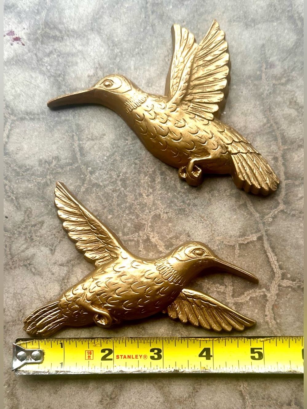 Vtg Homco Hummingbirds Pair Gold Tone Plastic Wall Art Decor USA Made - Picture 7 of 7